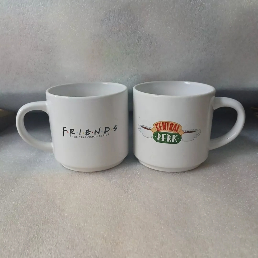 Friends Central Perk Logo Mug Drinking Coffee Tea Cup Drinkware White Set Of 2